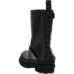 Black Polyester Ankle Boots