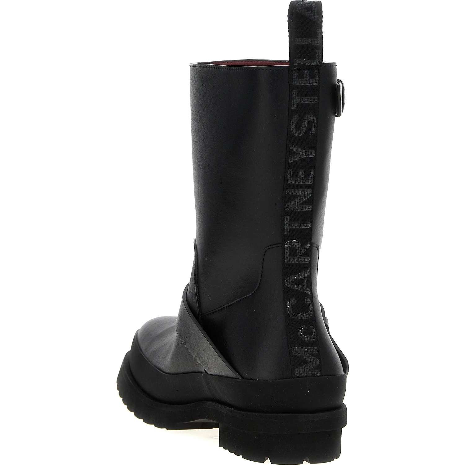 Black Polyester Ankle Boots