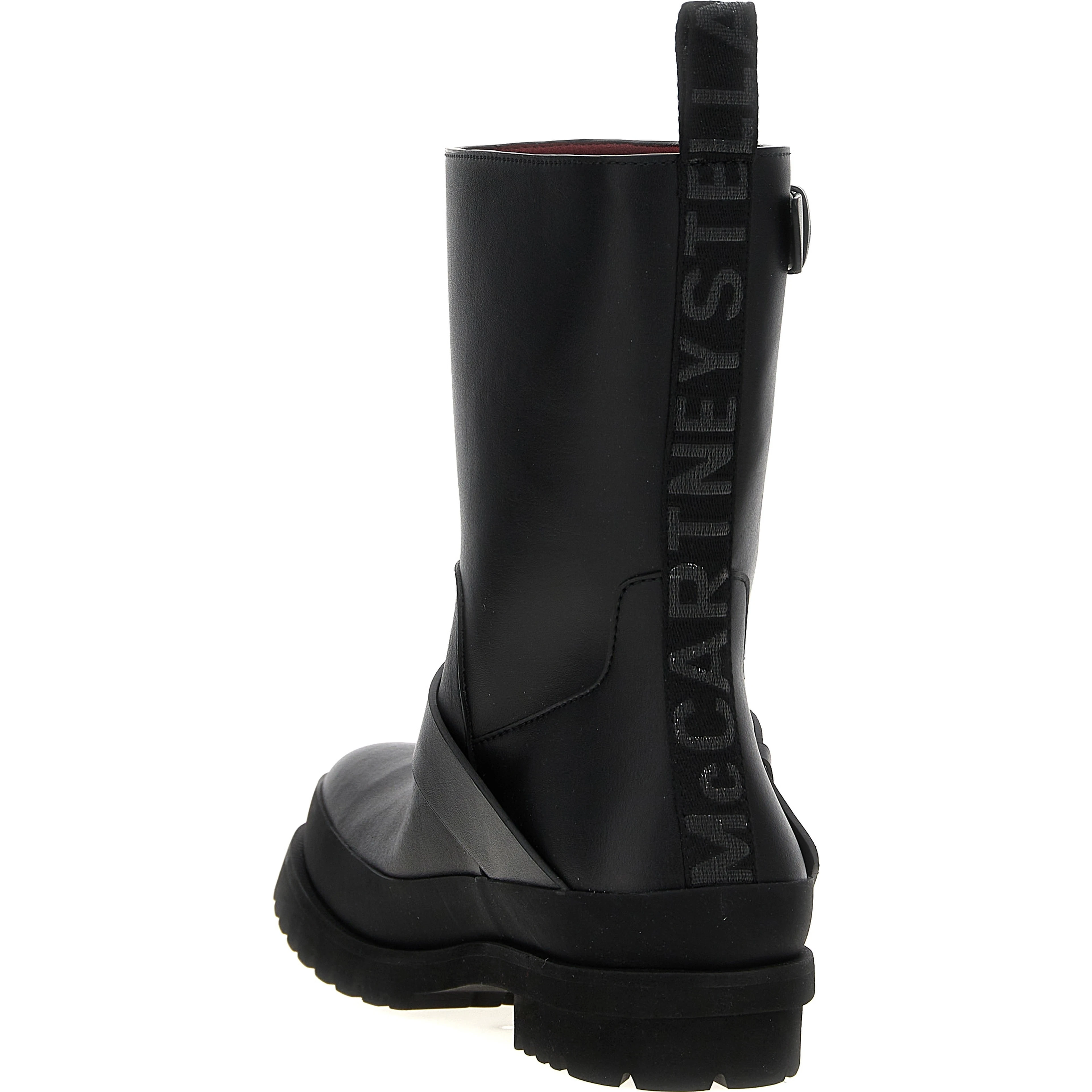 Black Polyester Ankle Boots