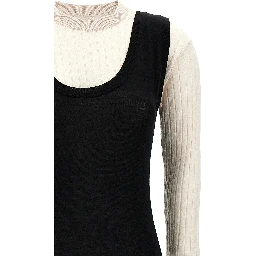 Bicolor Wool Midi Dress
