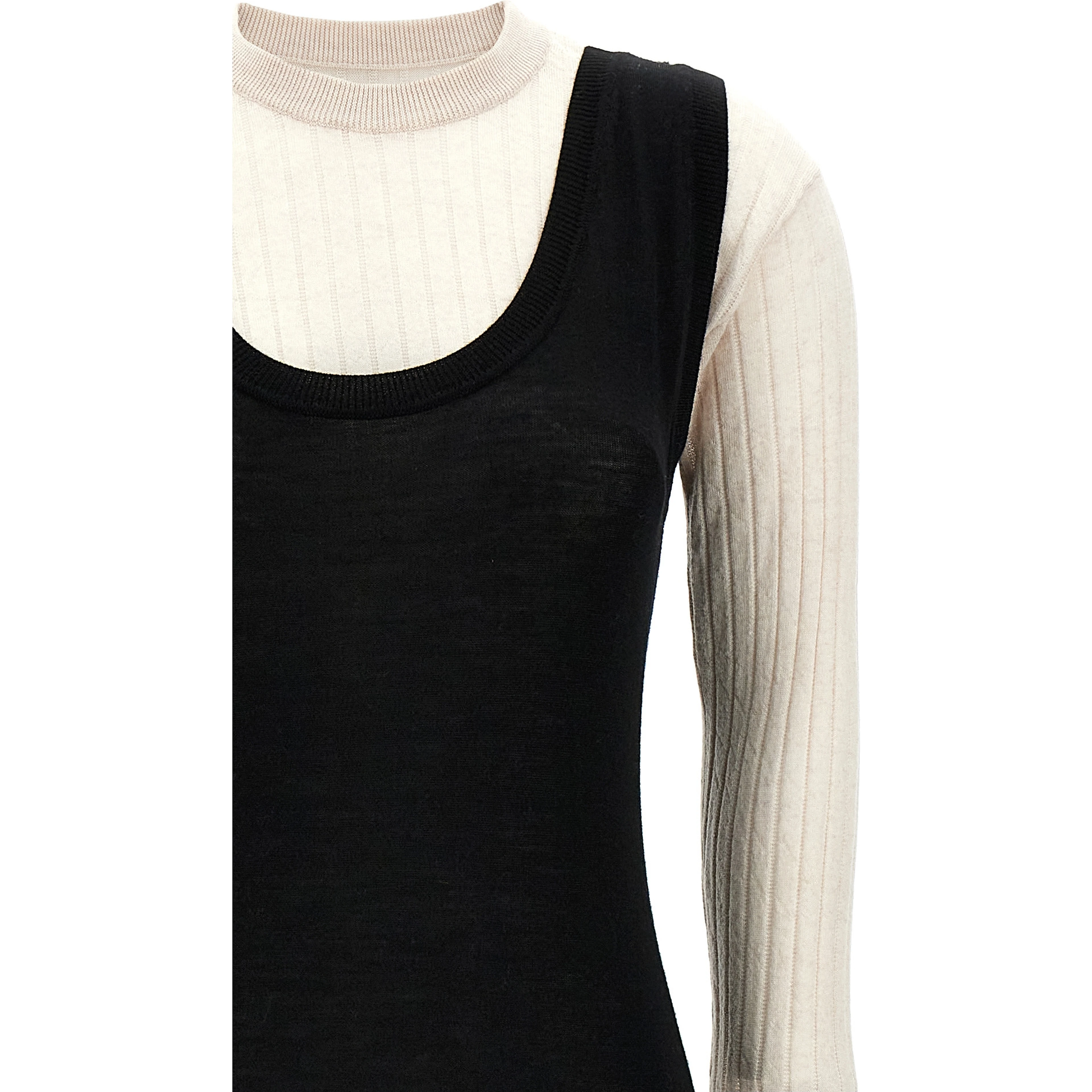 Bicolor Wool Midi Dress