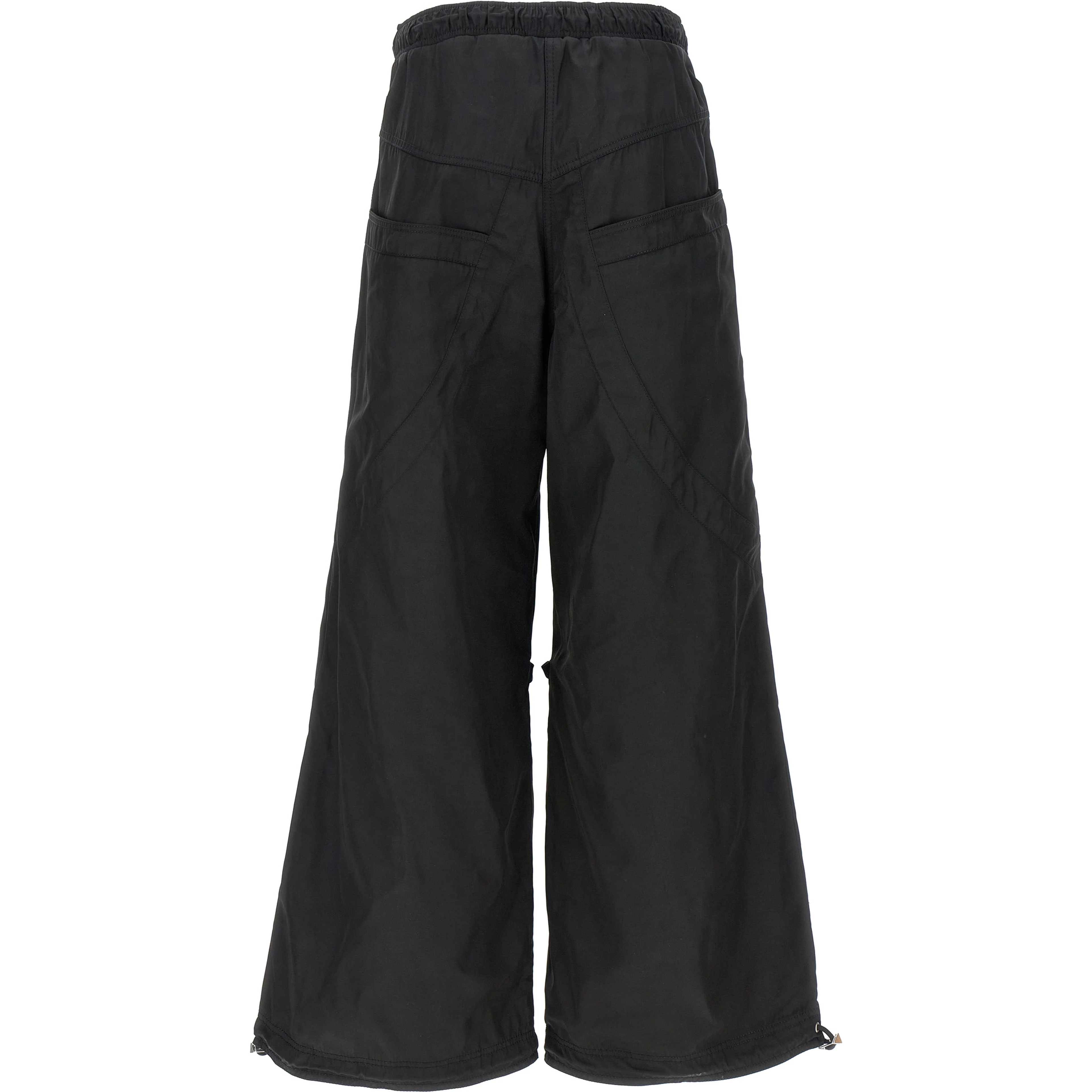 Black Polyester Casual Pants
