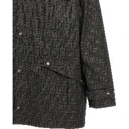 Brown Polyester Full-Length Jacket