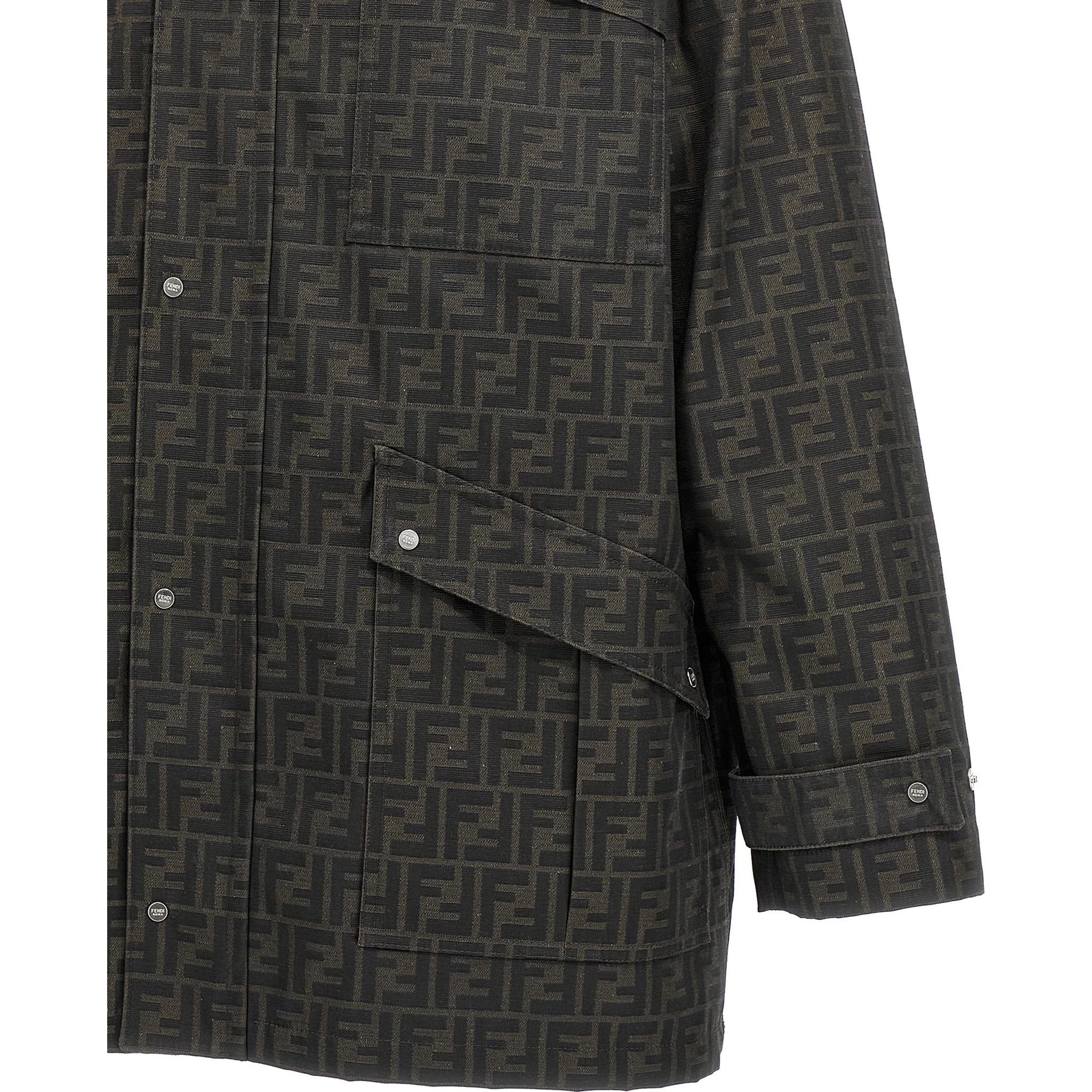 Brown Polyester Full-Length Jacket