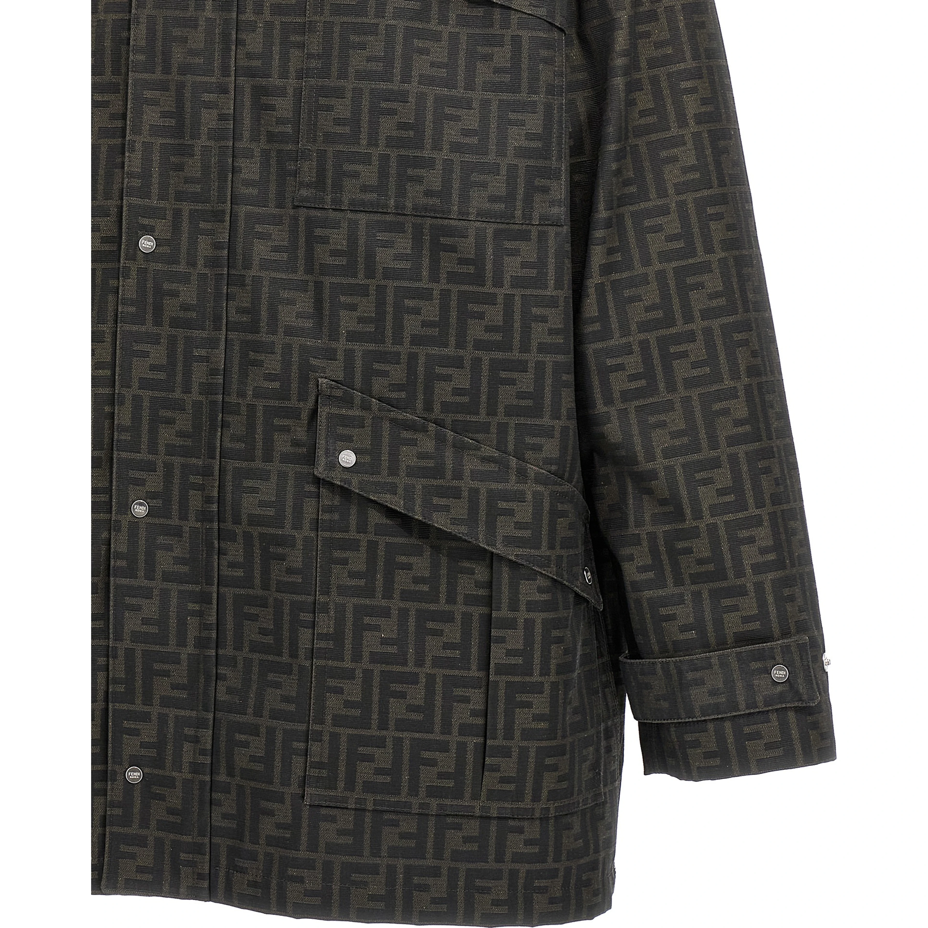 Brown Polyester Full-Length Jacket