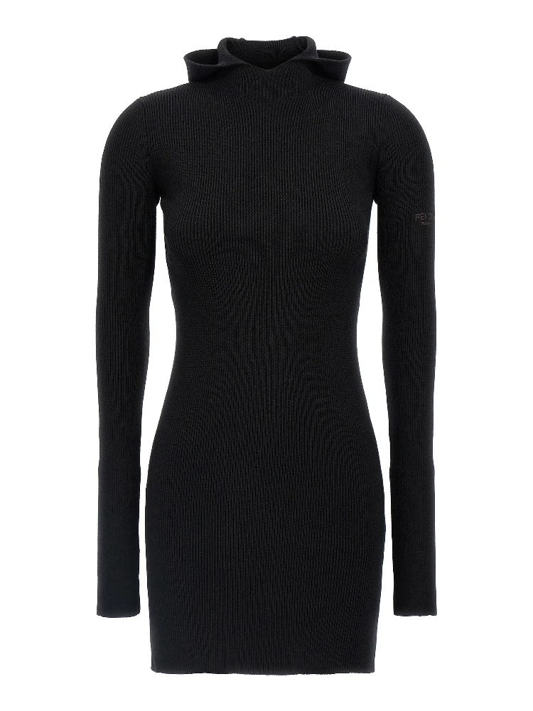 Black Wool Short Dress