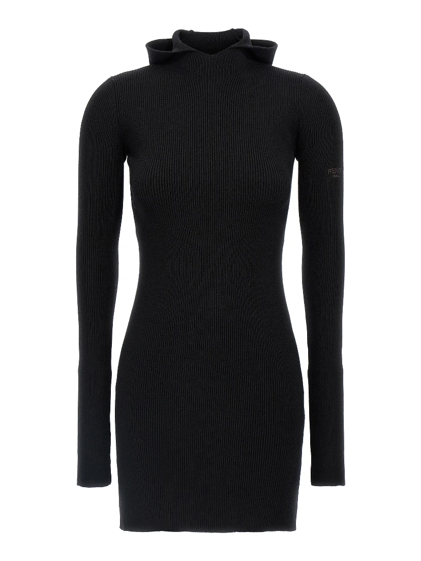 Black Wool Short Dress