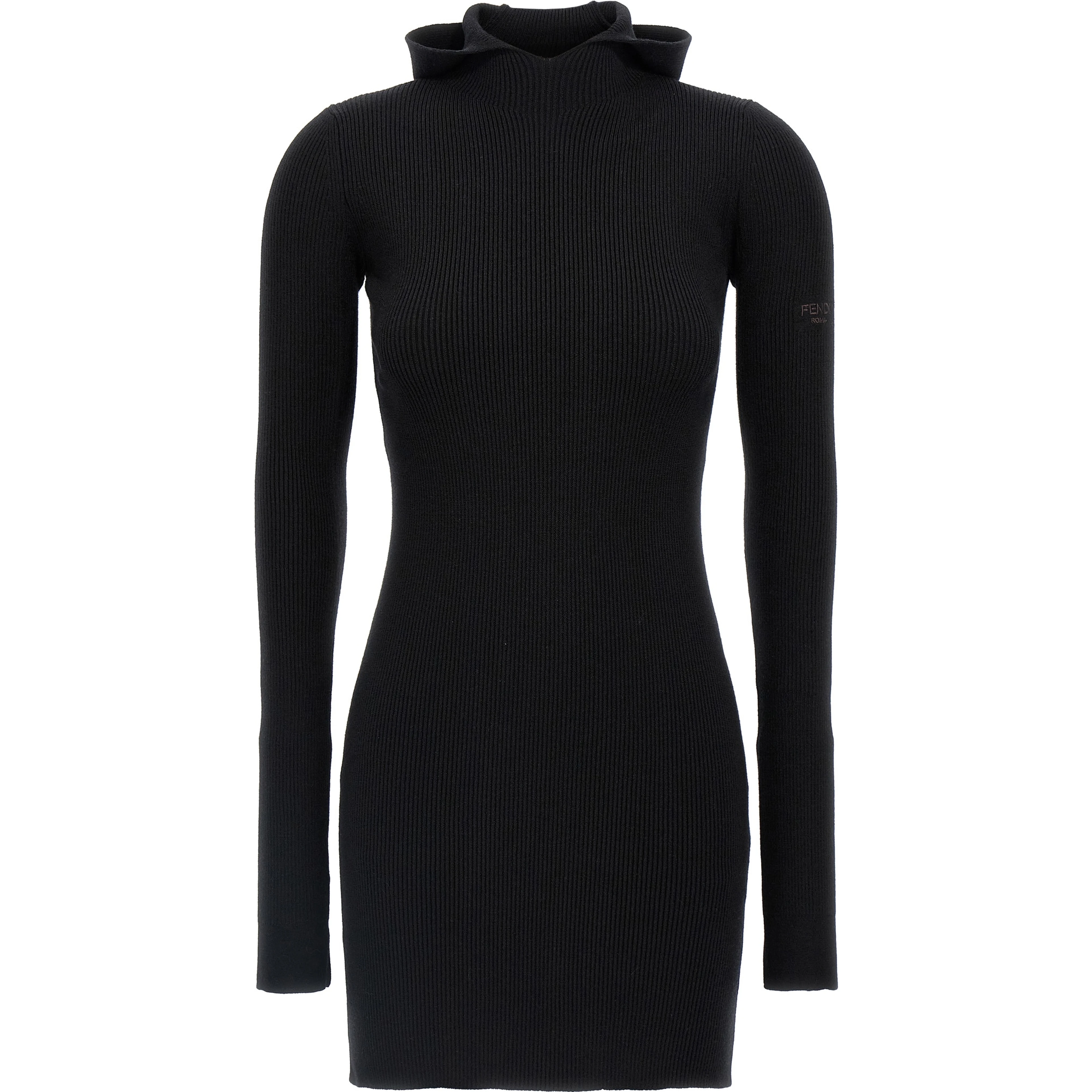 Black Wool Short Dress