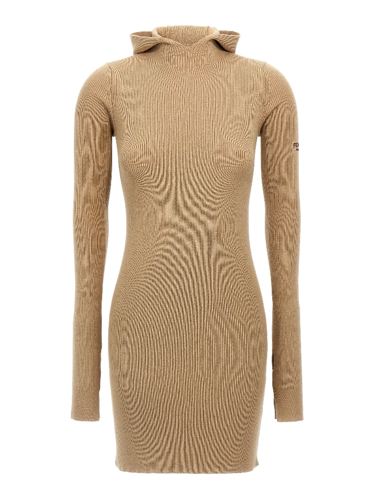 Beige Wool Short Dress