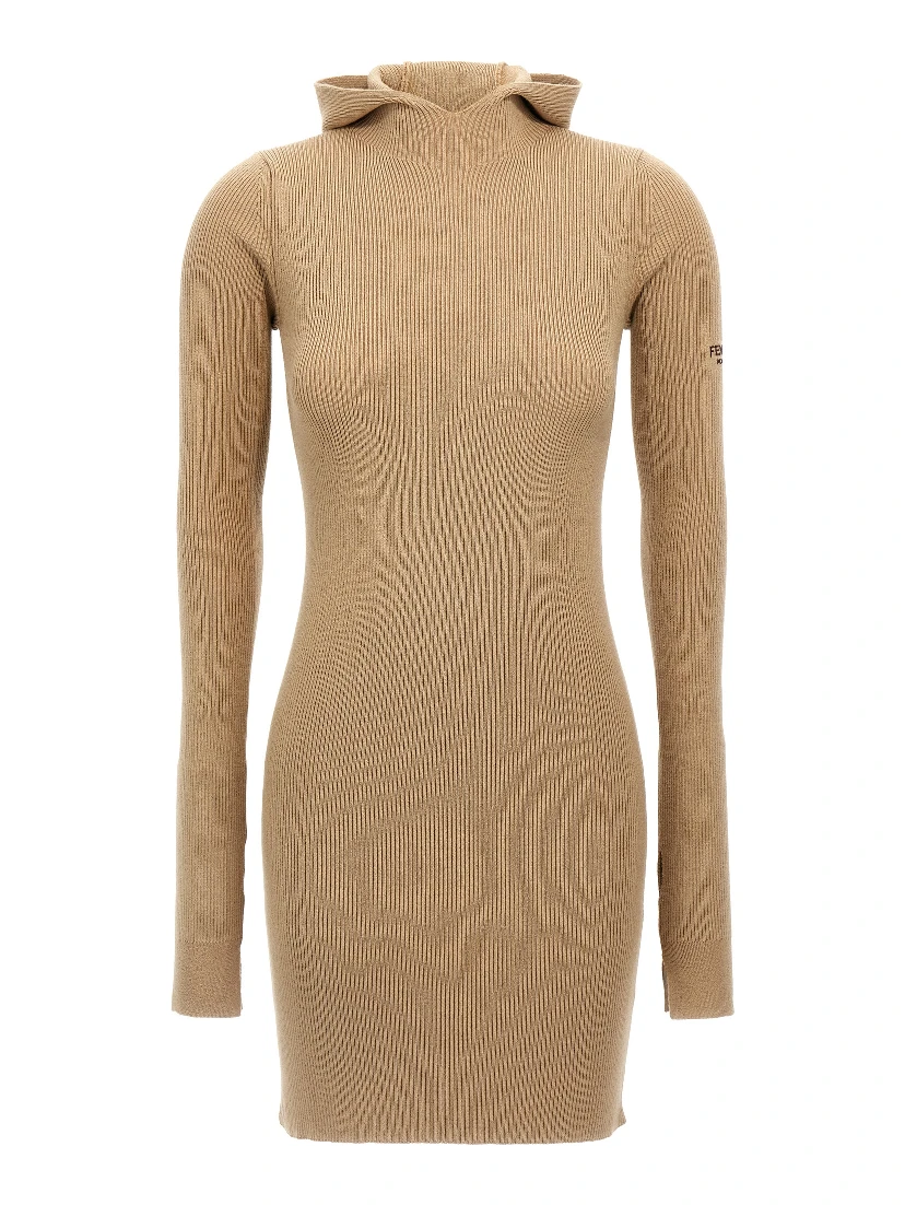 Beige Wool Short Dress