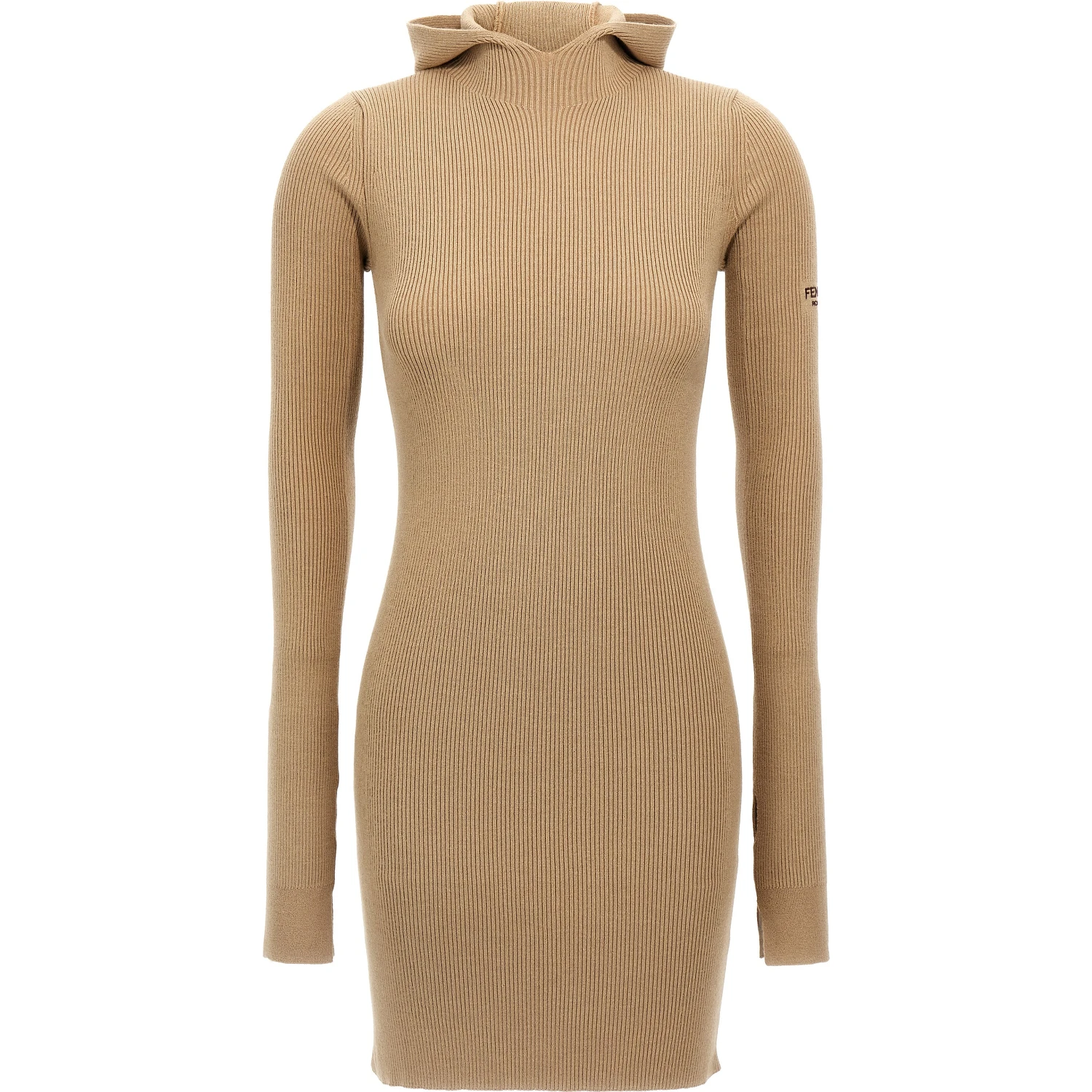 Beige Wool Short Dress