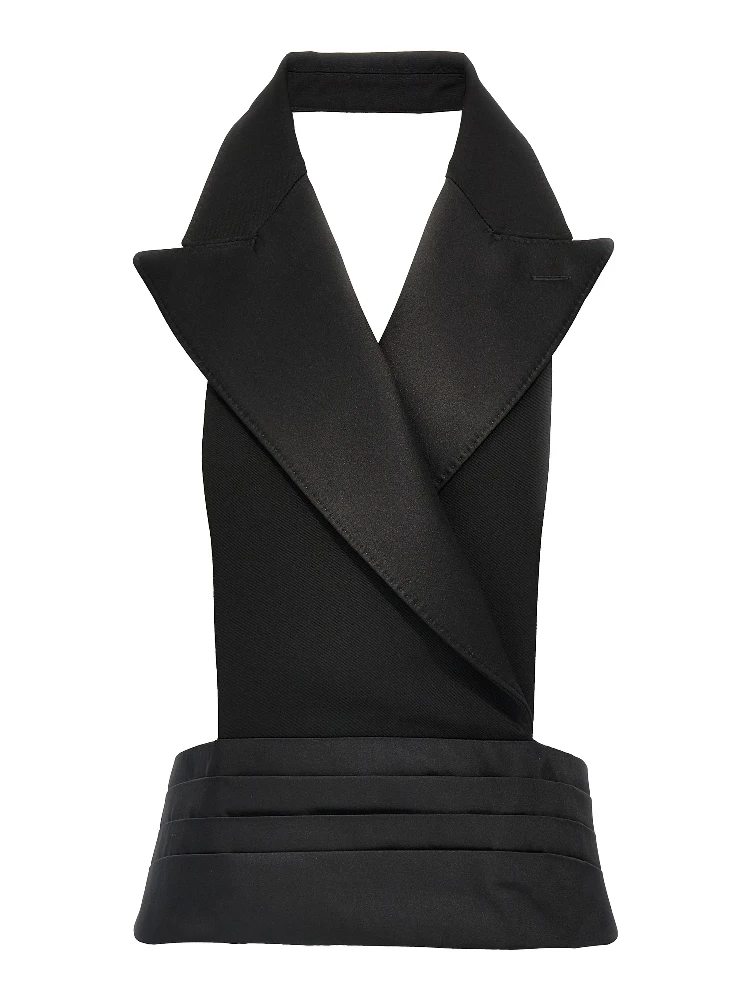 Black Silk Sleeveless Jacket