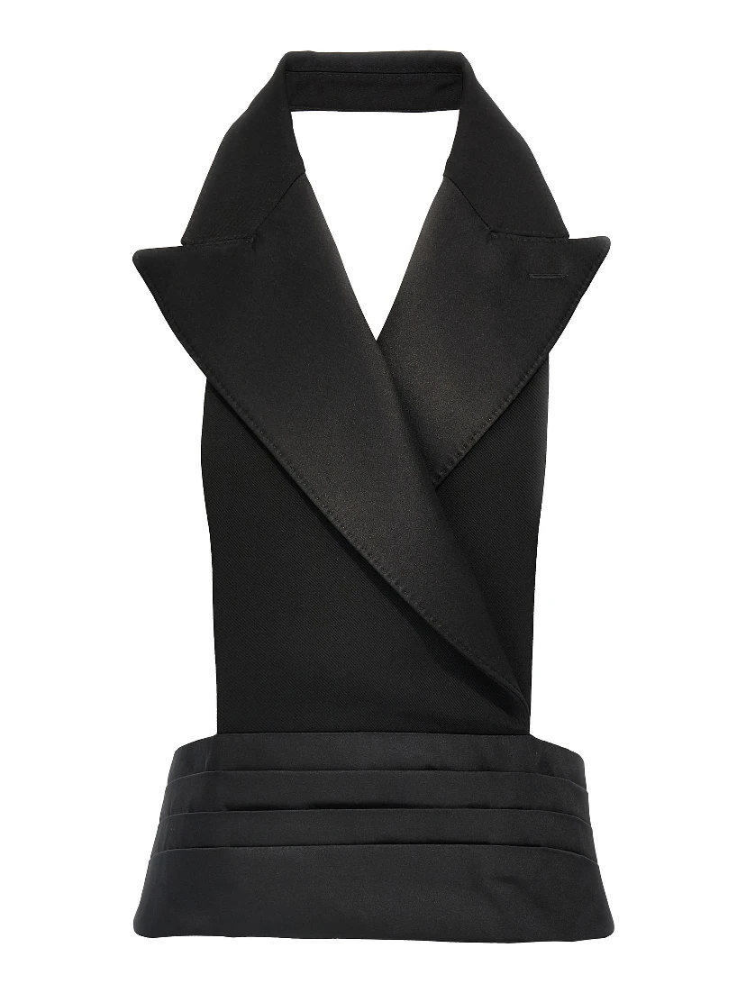Black Silk Sleeveless Jacket