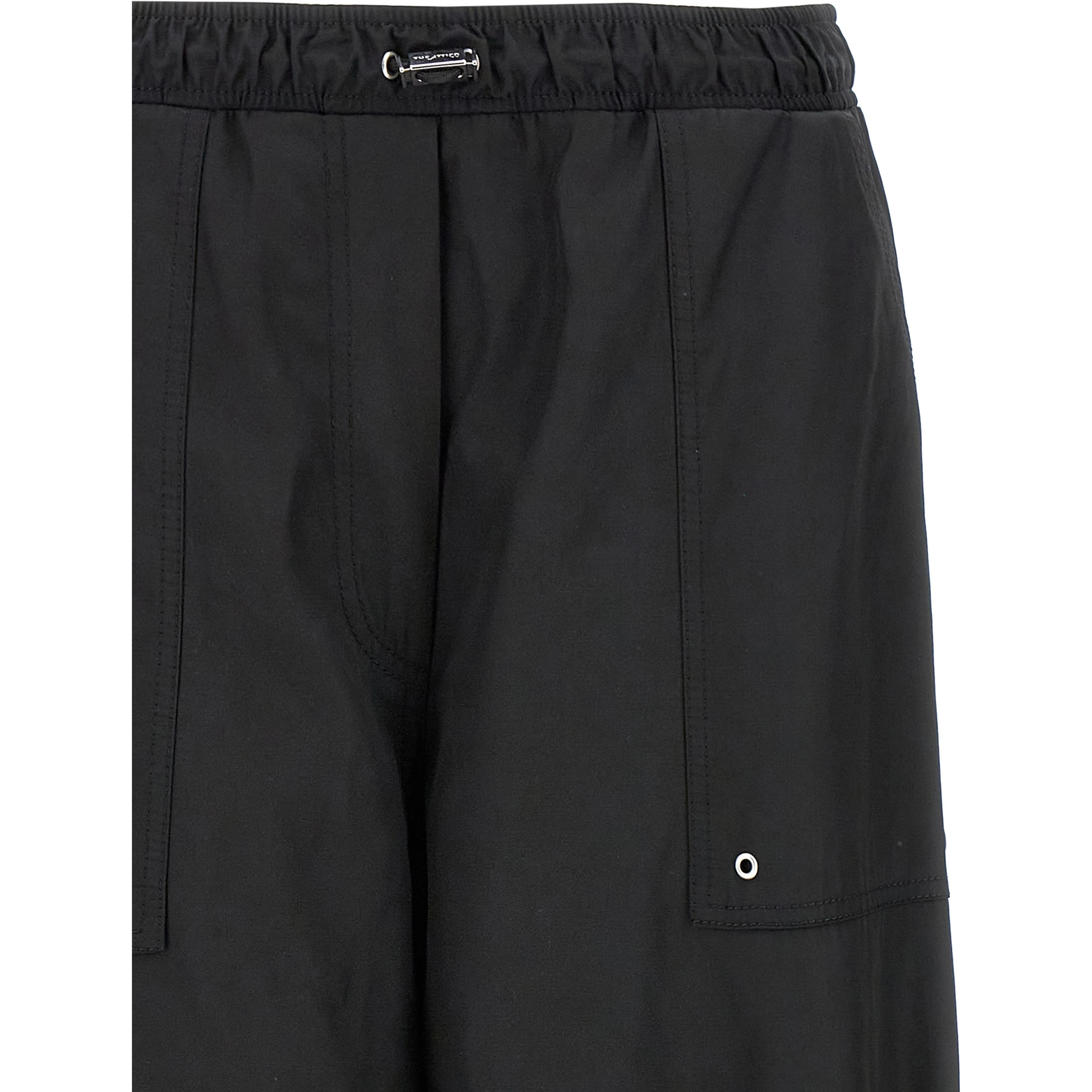 Black Polyester Casual Pants
