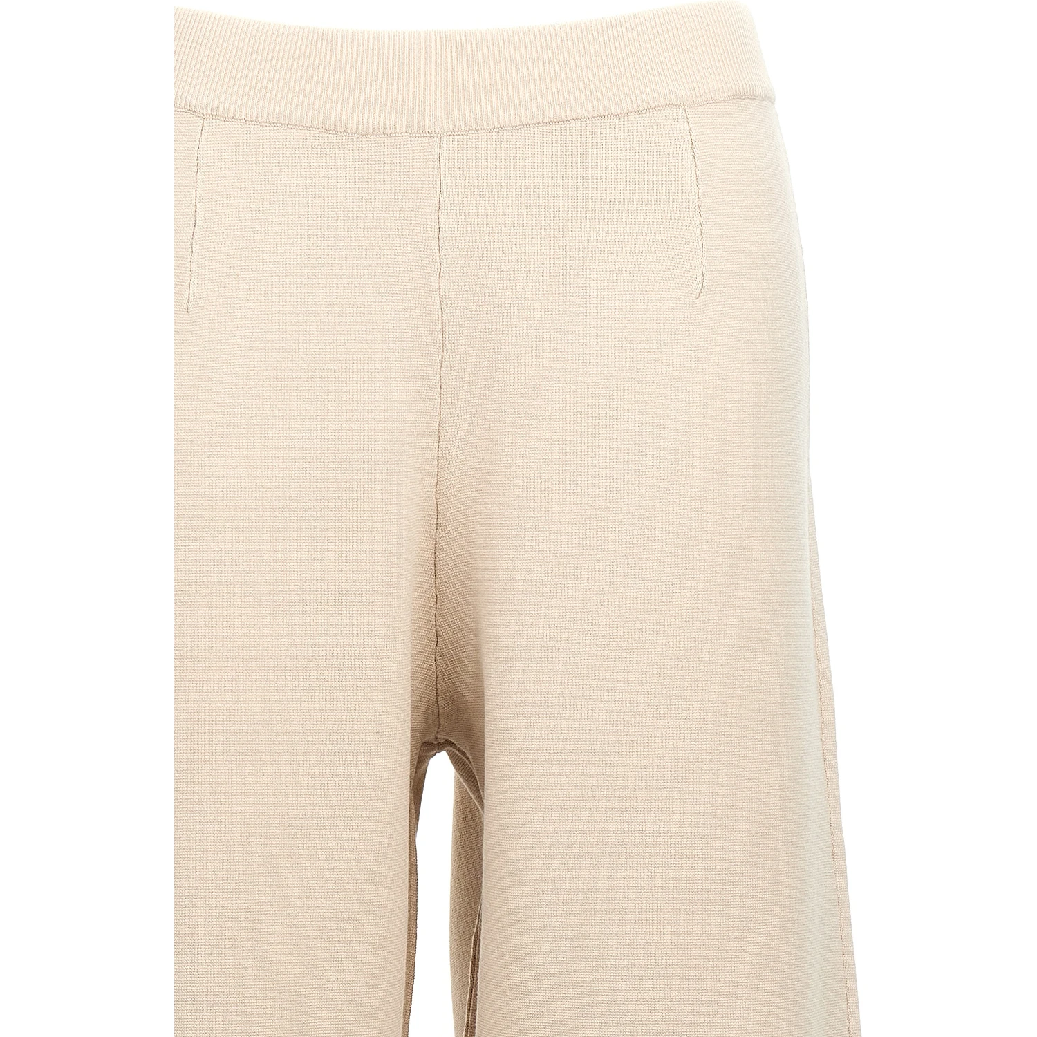Beige Viscose Casual Pants