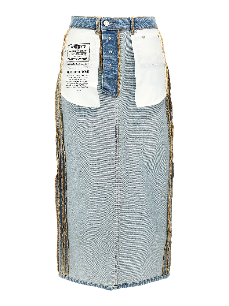 Blue Cotton Mini Skirt