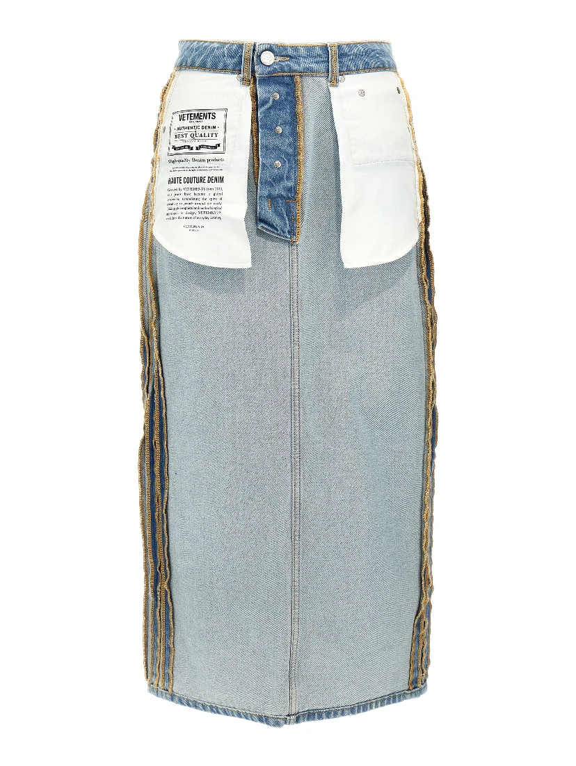 Blue Cotton Mini Skirt