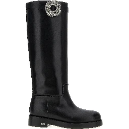 Black Calfskin Over The Knee