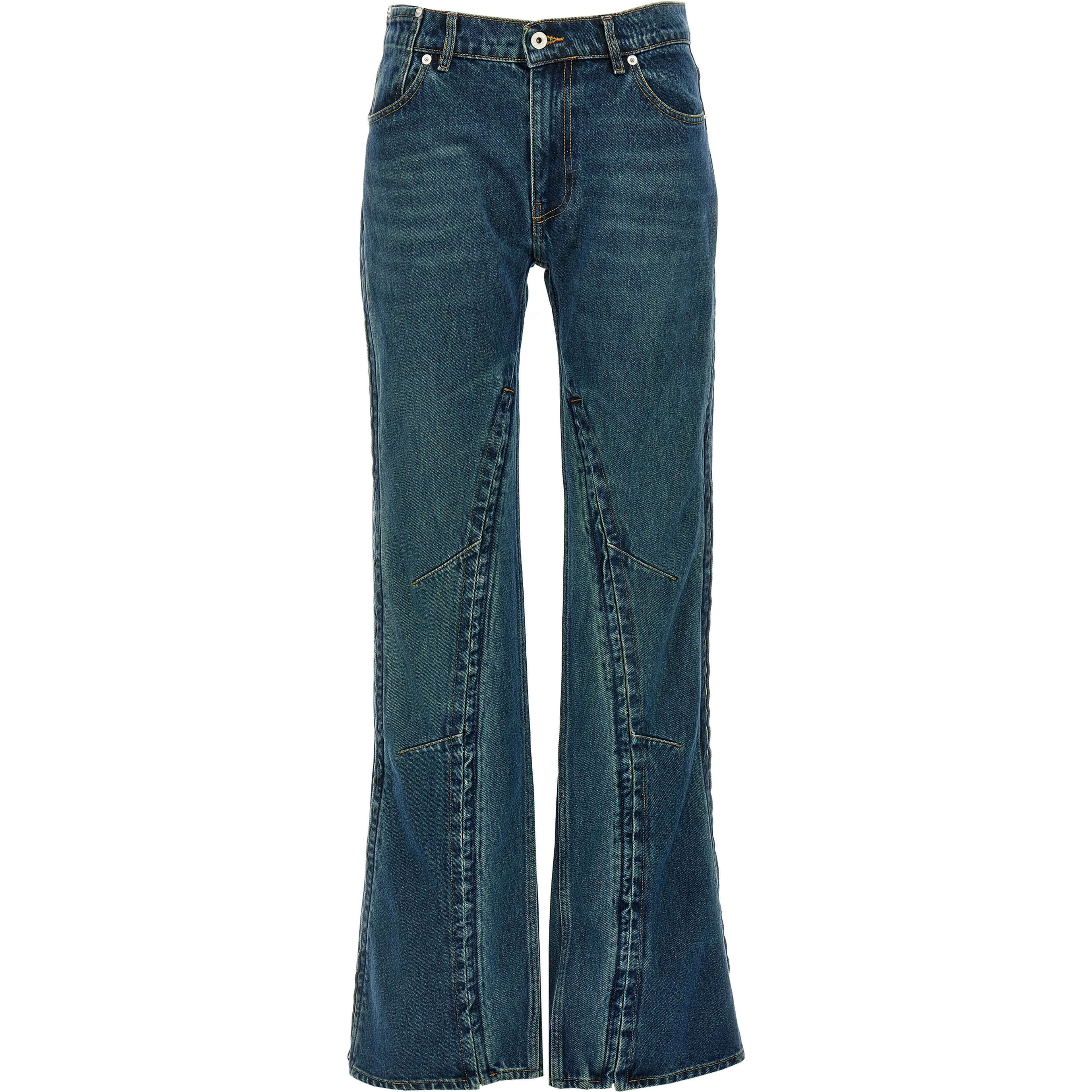 Blue Cotton Flared Jeans