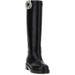 Black Calfskin Over The Knee