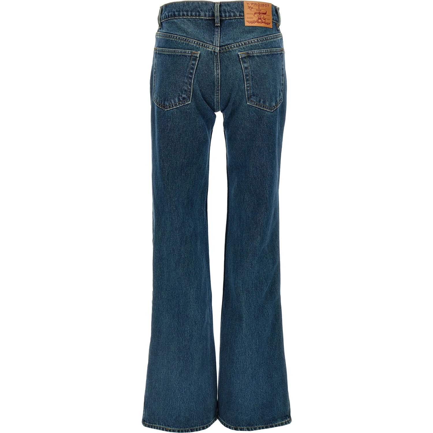 Blue Cotton Flared Jeans