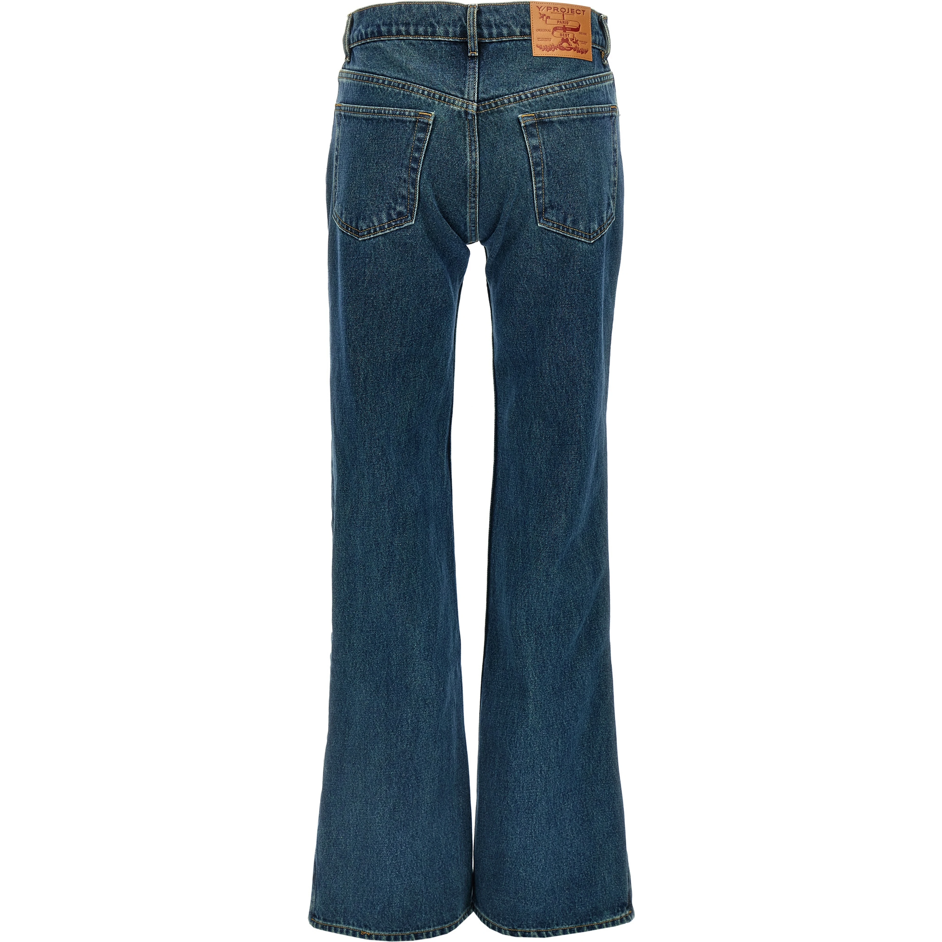 Blue Cotton Flared Jeans