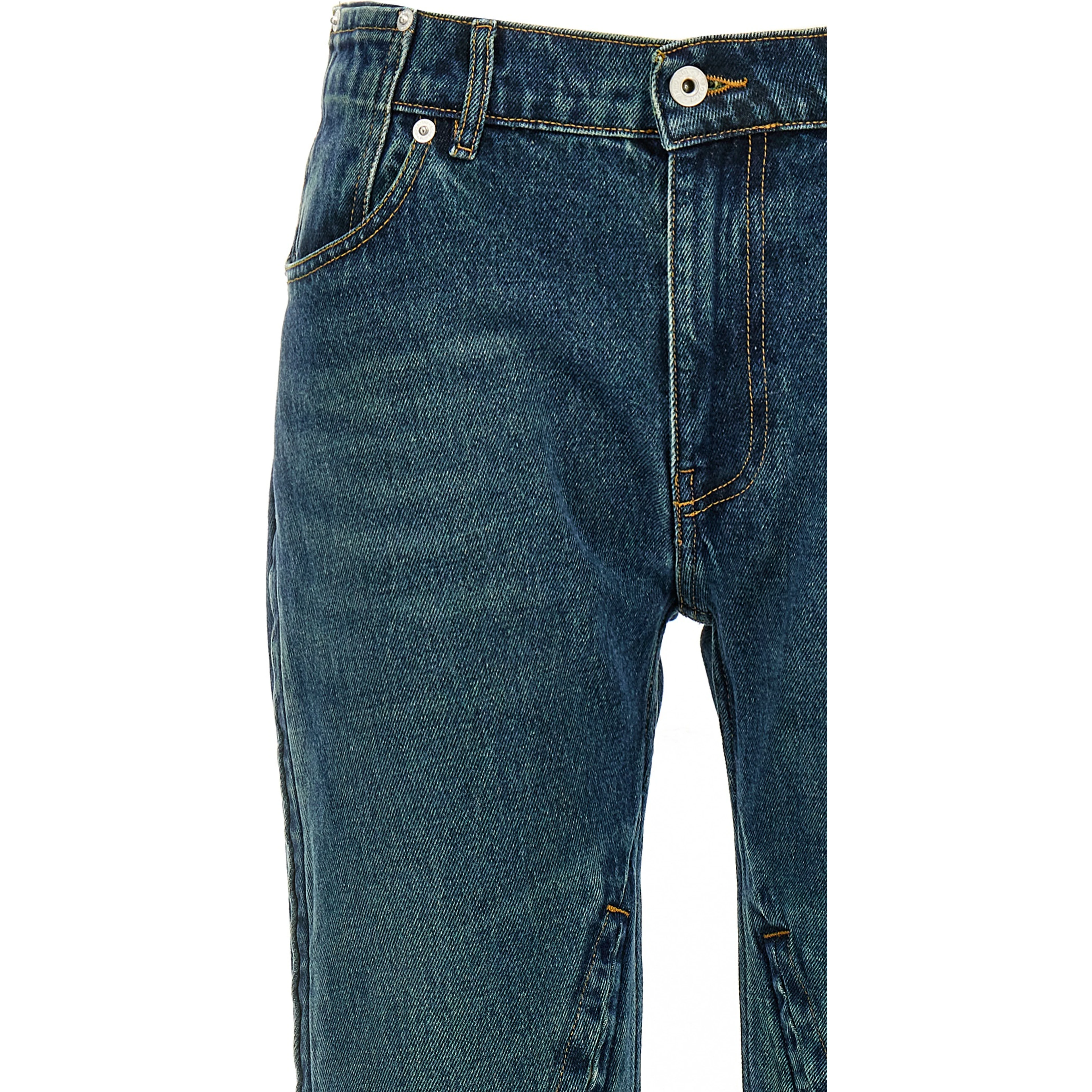 Blue Cotton Flared Jeans