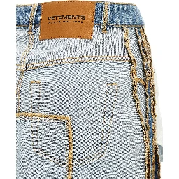 Blue Cotton Mini Skirt