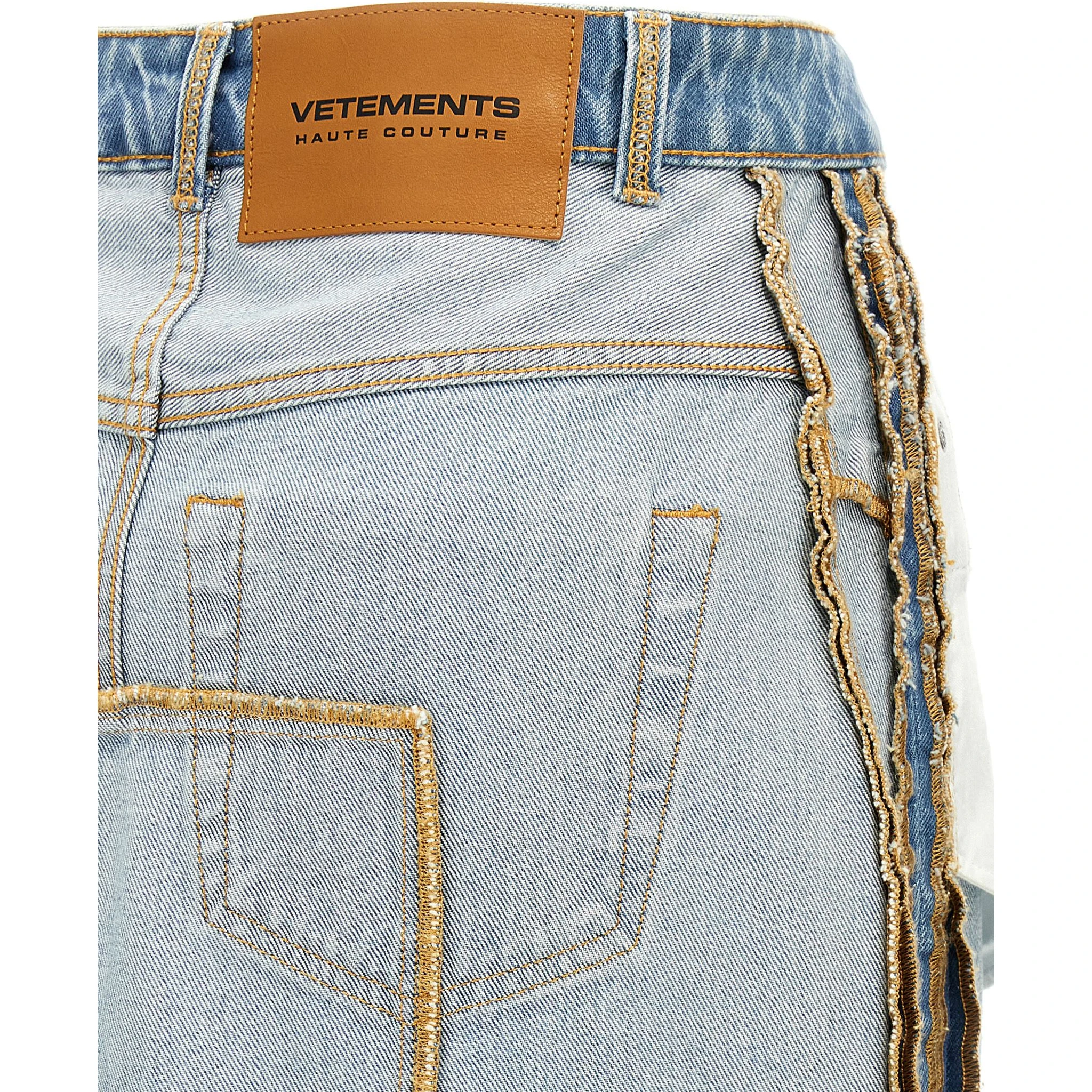 Blue Cotton Mini Skirt