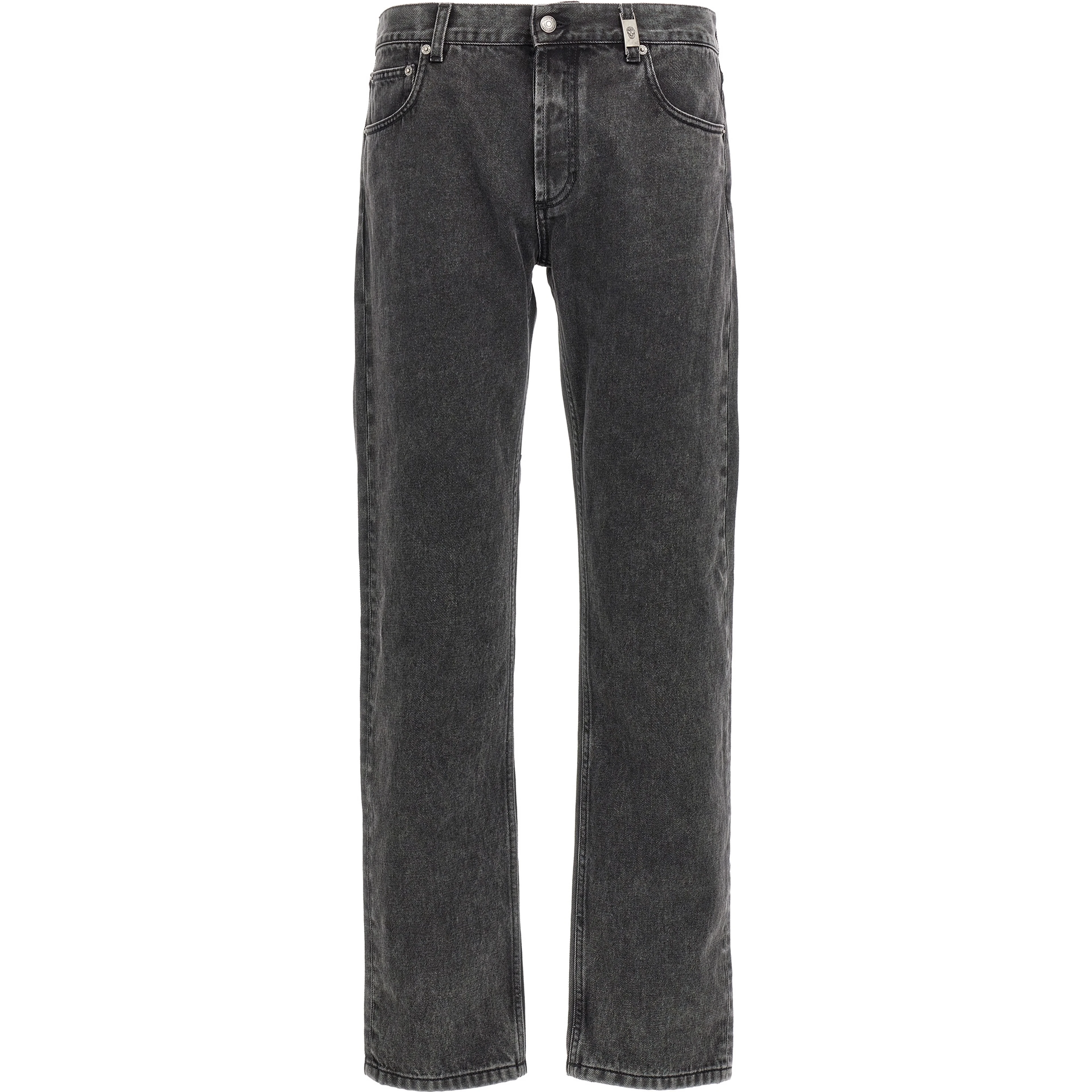 Black Cotton Straight-Leg Jeans
