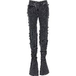 Black Cotton Flared Jeans
