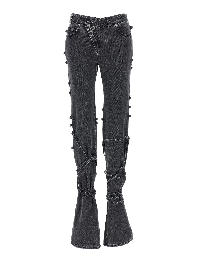 Black Cotton Flared Jeans