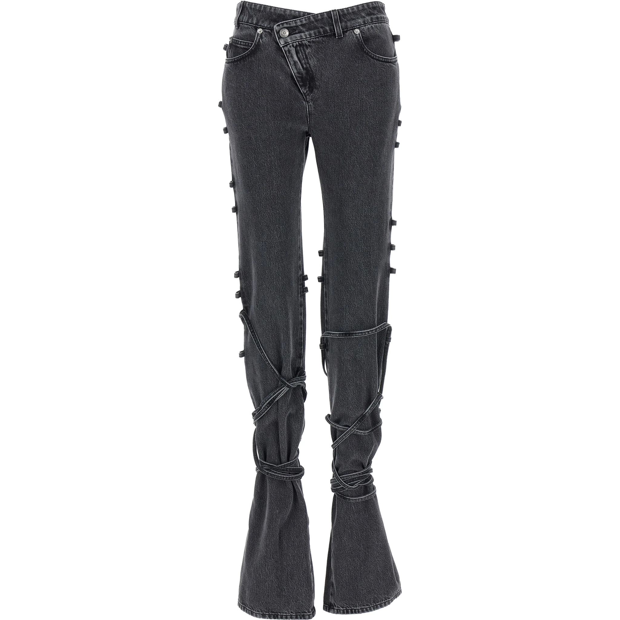Black Cotton Flared Jeans