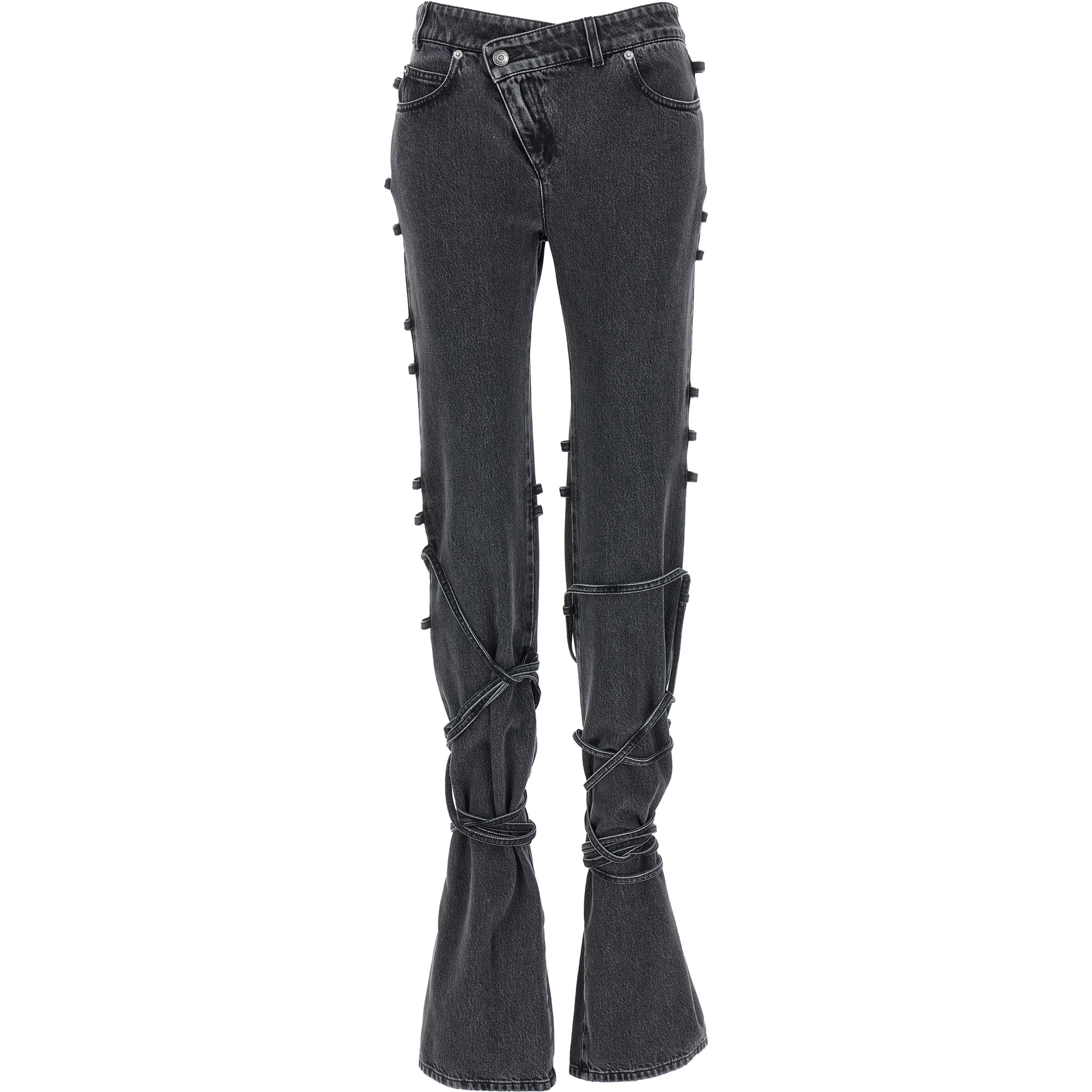 Black Cotton Flared Jeans