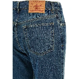 Blue Cotton Flared Jeans