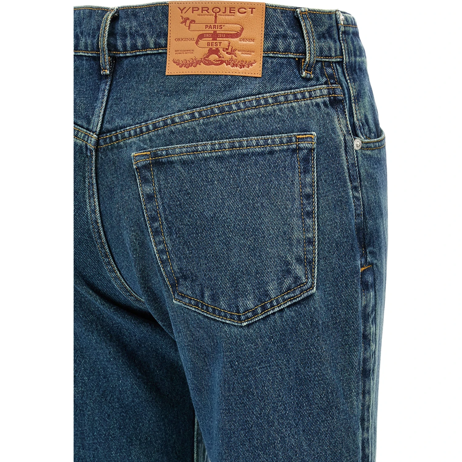 Blue Cotton Flared Jeans