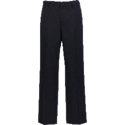 Blue Polyethylene Casual Pants
