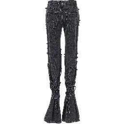 Black Cotton Flared Jeans