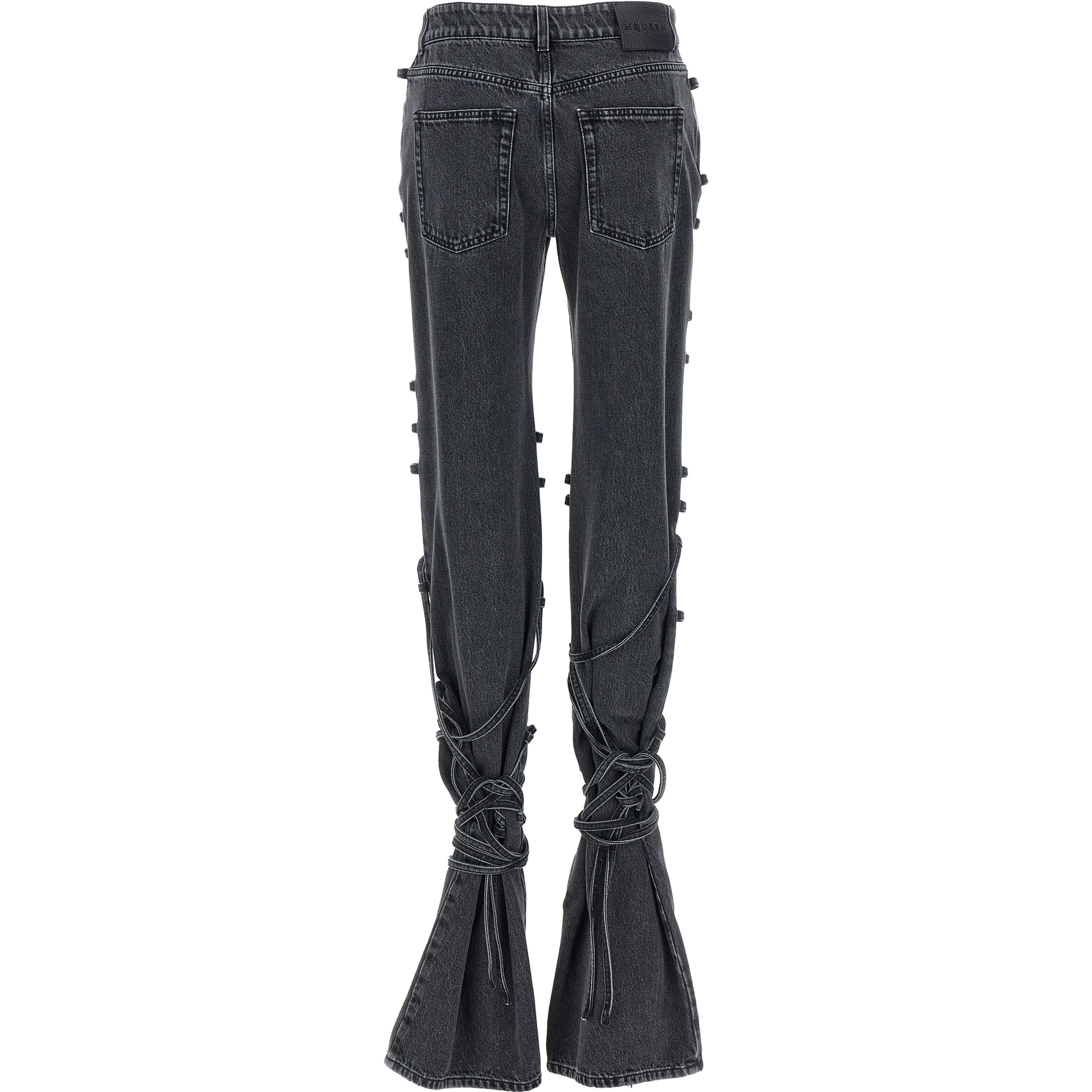 Black Cotton Flared Jeans