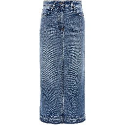 Blue Cotton Mini Skirt