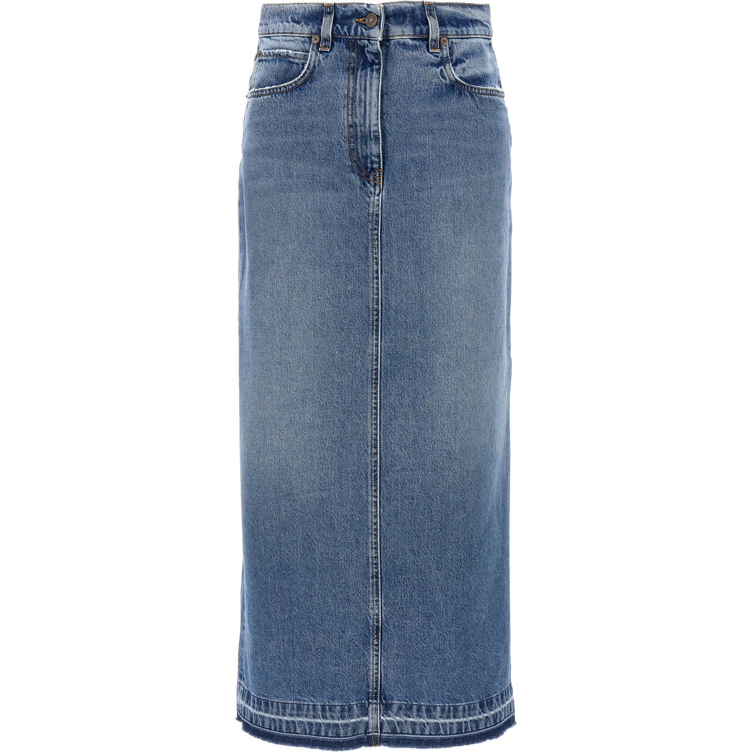 Blue Cotton Mini Skirt