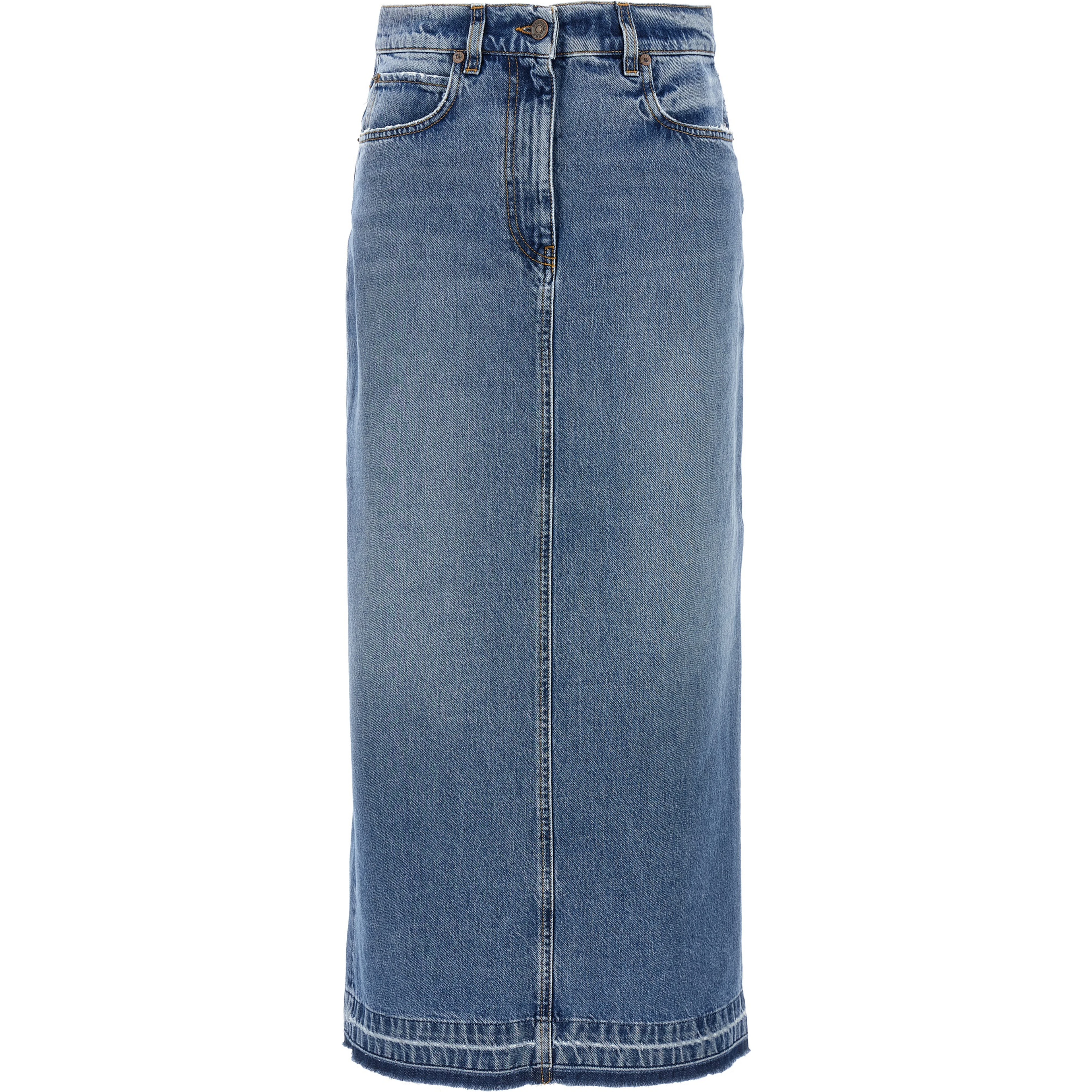 Blue Cotton Mini Skirt