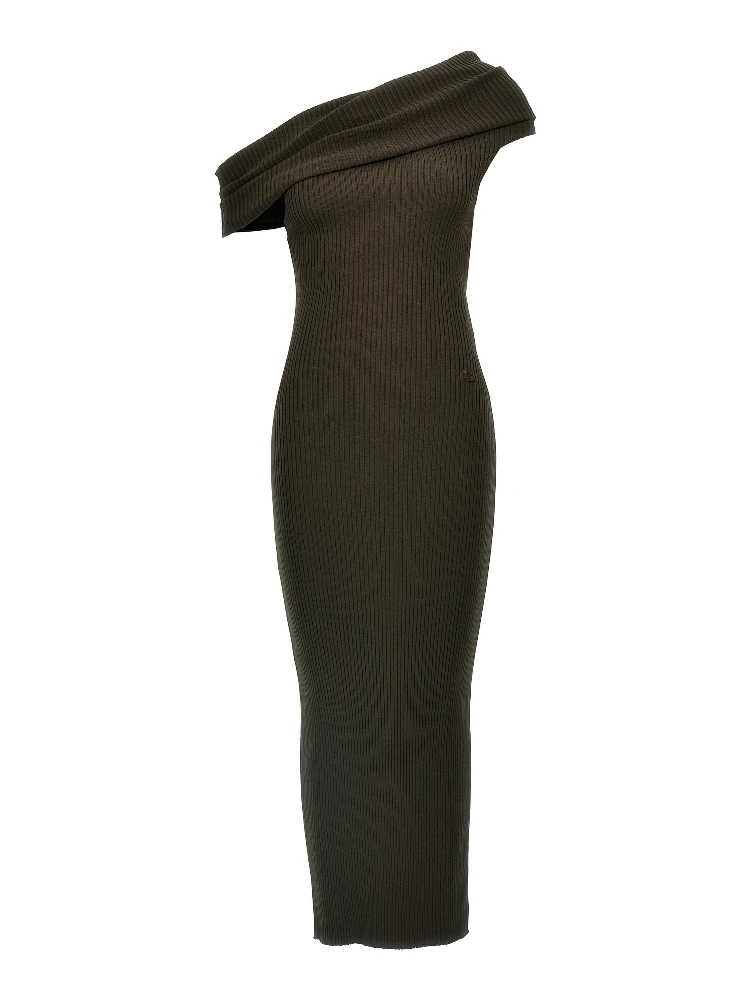 Brown Viscose Long Dress