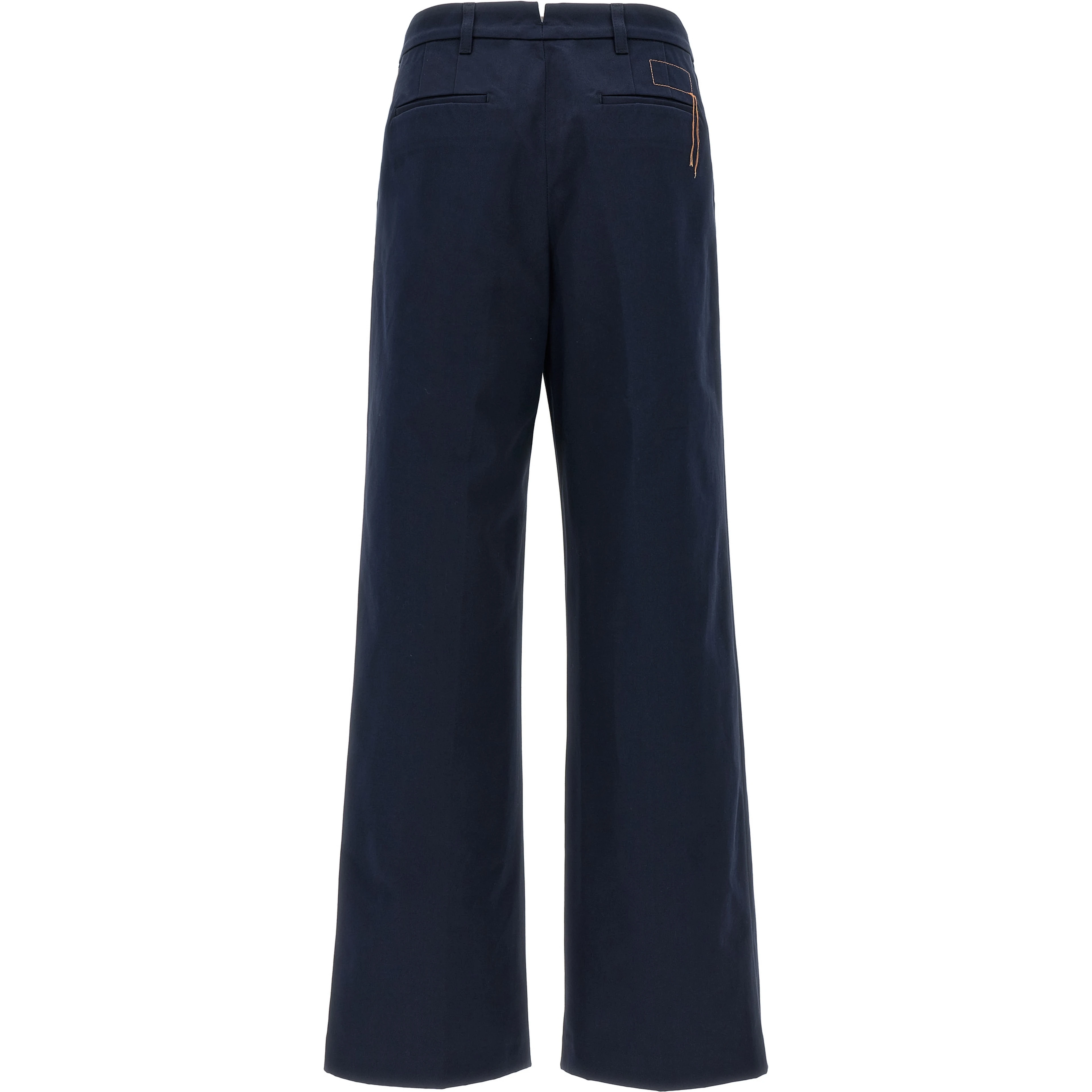 Blue Cotton Casual Pants