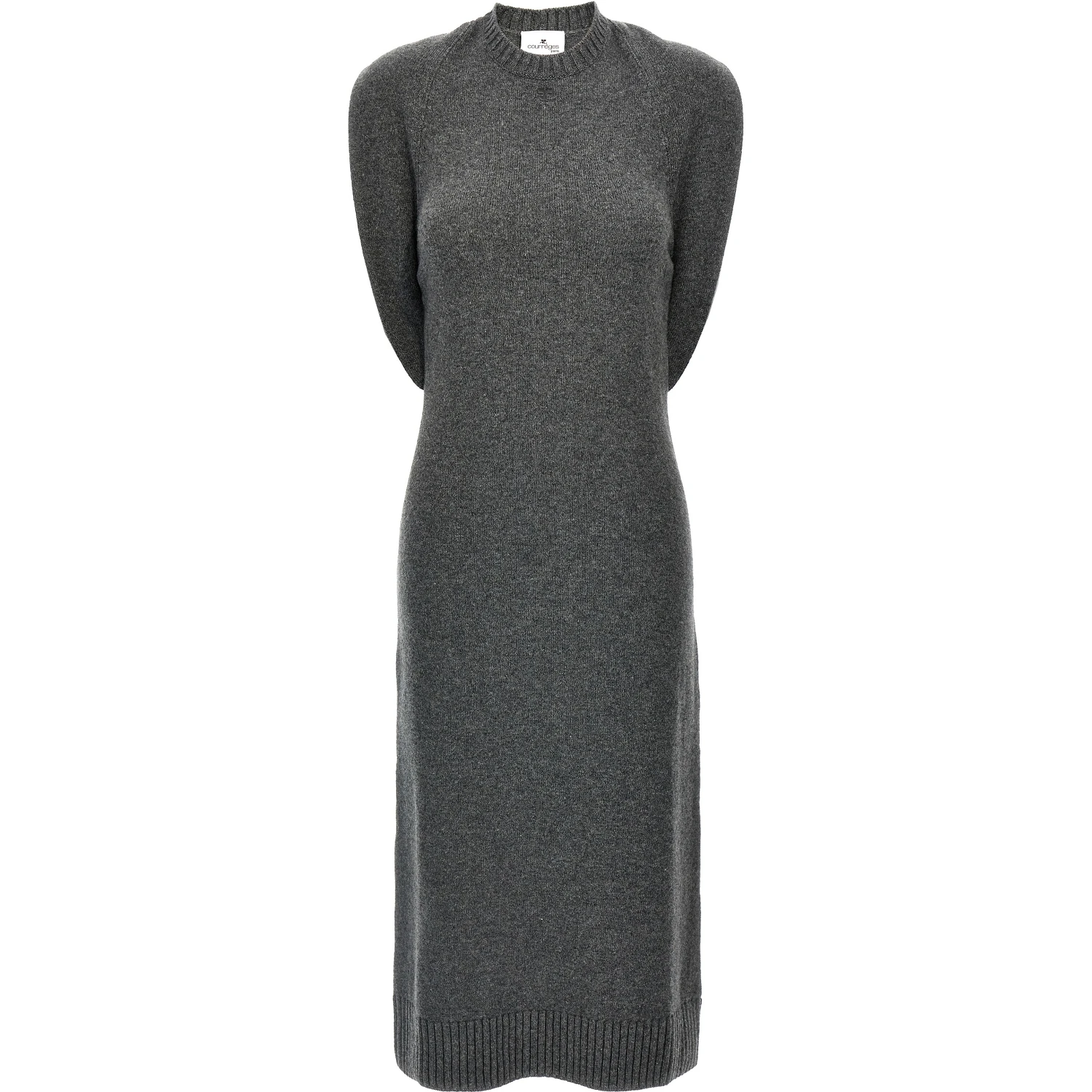 Gray Wool Midi Dress