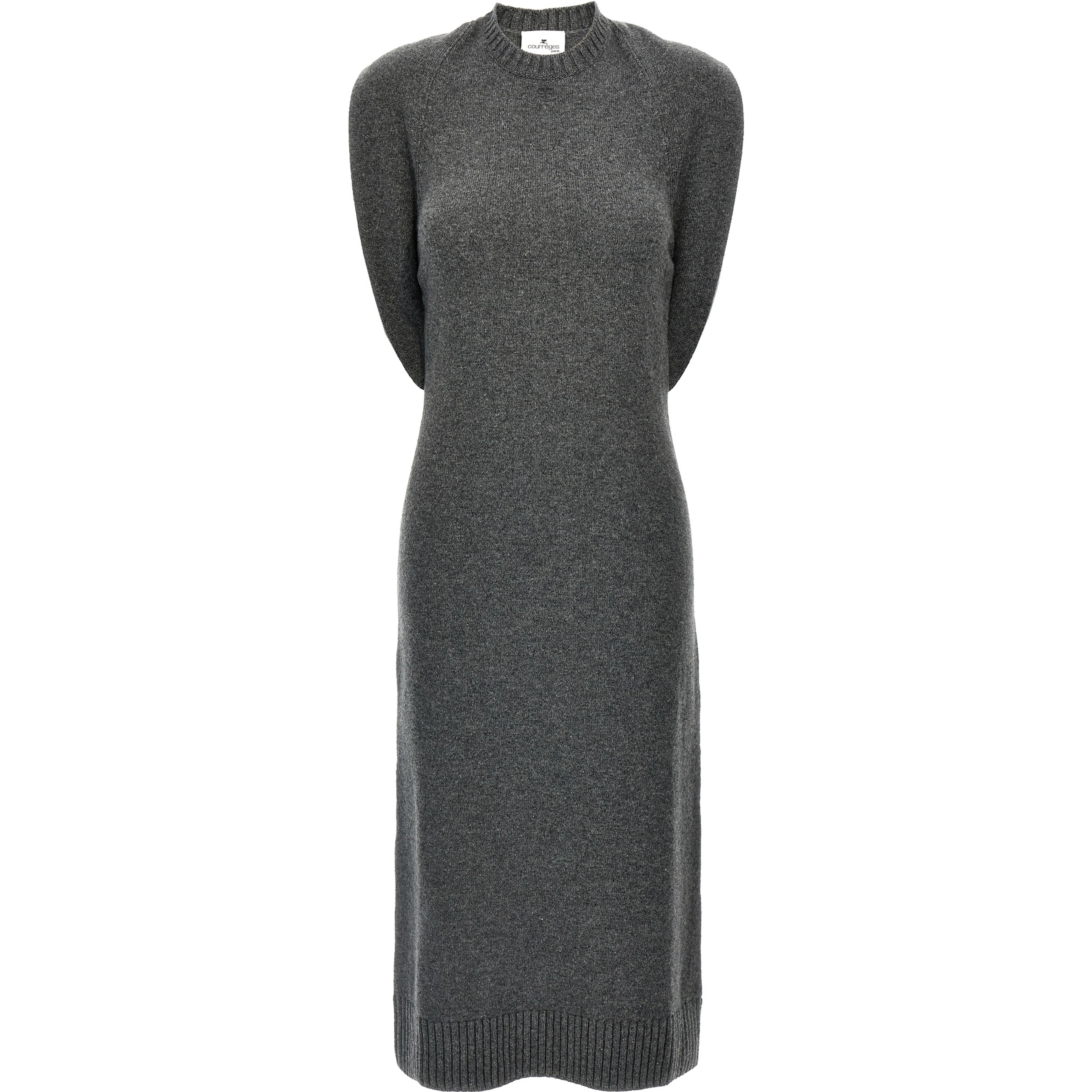 Gray Wool Midi Dress