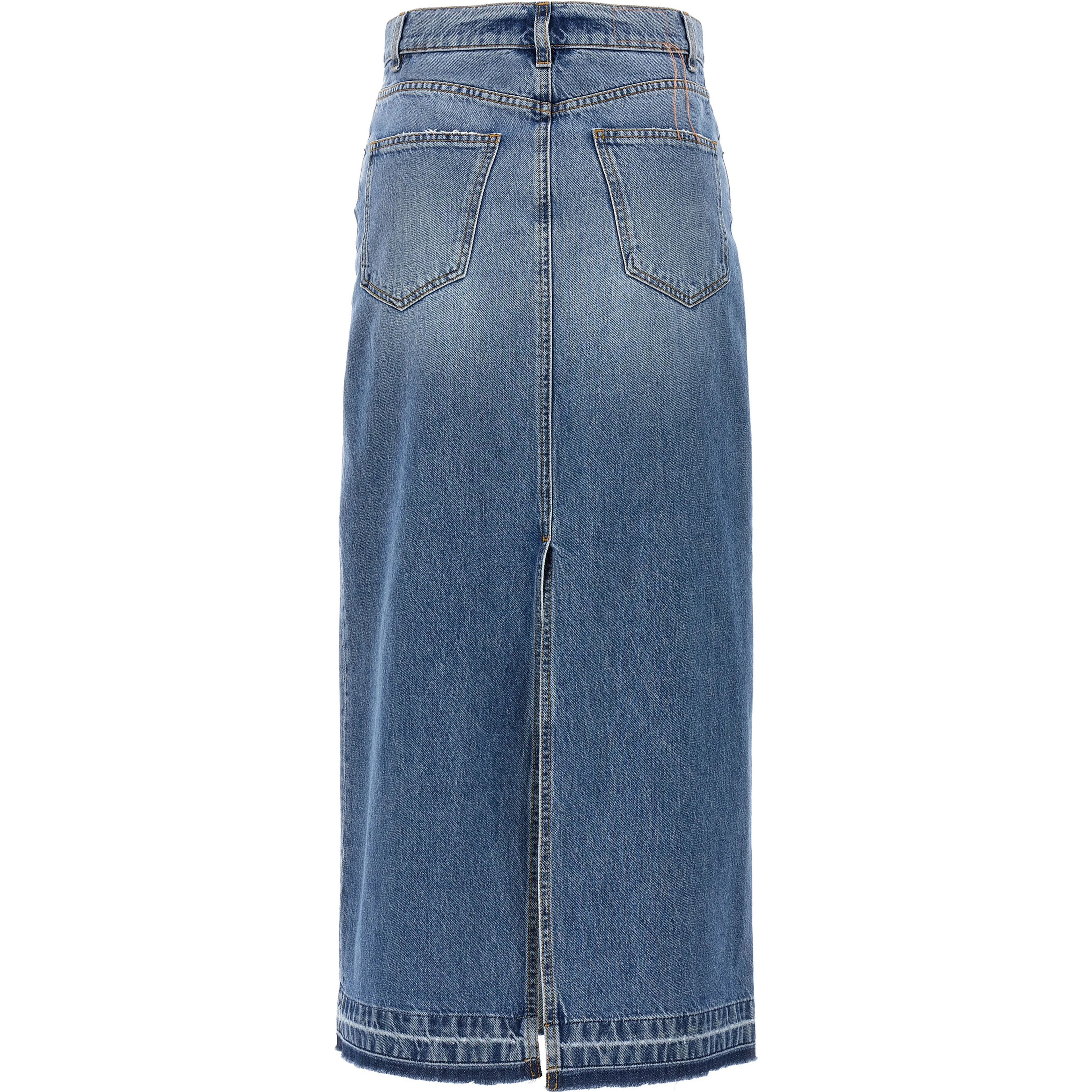 Blue Cotton Mini Skirt