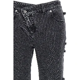 Black Cotton Flared Jeans
