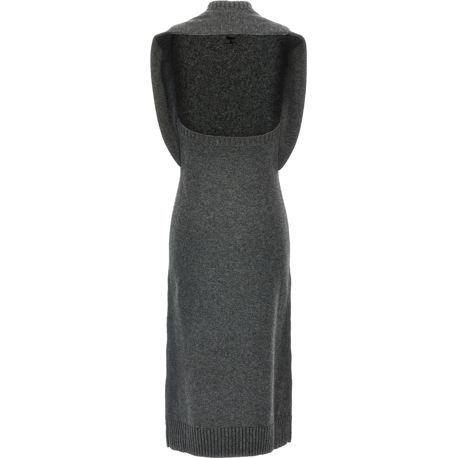 Gray Wool Midi Dress