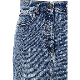 Blue Cotton Mini Skirt